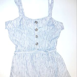 American Eagle Blue-grey And White Striped sz 4 flowy wide leg jumpsuit